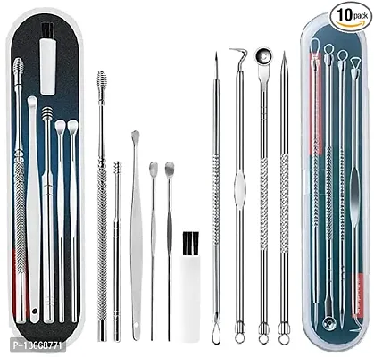 Classic 6Pcs Ear Pick Earwax Removal Kit and 4Pcs Blackhead Needle kit Ear Cleansing Tool Set-thumb0