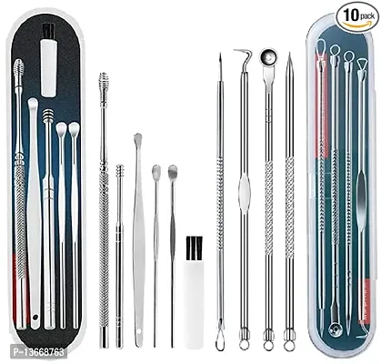 Classic 6Pcs Ear Pick Earwax Removal Kit and 4Pcs Blackhead Needle kit Ear Cleansing Tool Set