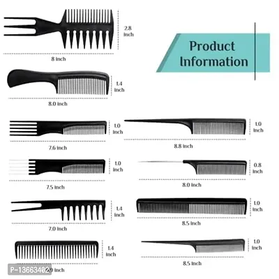 Set of 10 Pcs Multipurpose Sal cm Hairdressing hairdresser Barber Combs Professional Comb Kit ,Metal-thumb2