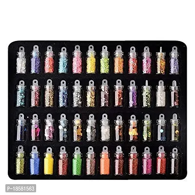 48 in 1 Set of 3D Nail Art Glitter Bottle, Sequins, Rhinestones, Beads ( Multicolour )-thumb2