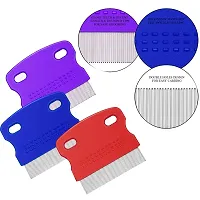Small teeth Stainless Steel Comb | combs for Head Lice, Nit  Egg Removal with Long Fine Metal Teeth (Multicolor) Plastic Handle Brush-School kids  Women-thumb3