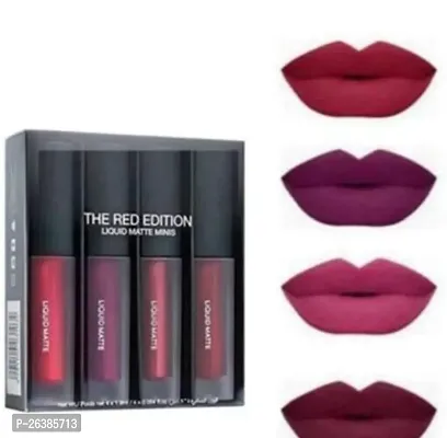 LUV TO LIPS  4in1 Red Edition and Brown Edition Multicolor Liquid Matte Mini Lipsticks-thumb0