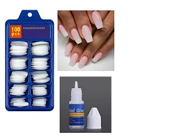 WHITE NAIL 100 WITH NAIL STAMP WITH NAIL GLUE-thumb2