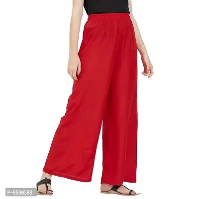 Aaru Collection Women's Rayon Palazzo Pants (Large, Red)-thumb2