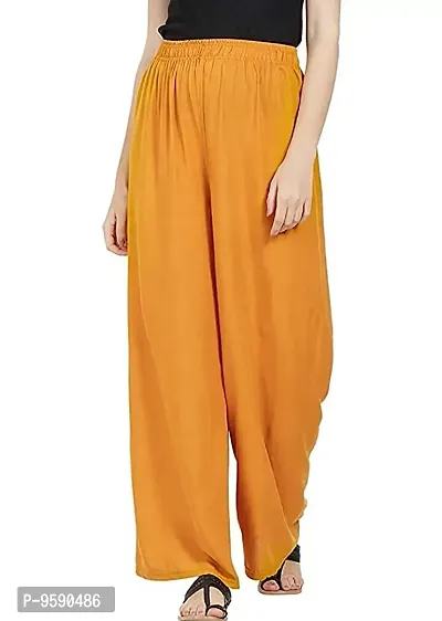 TooLook Women Free Size Straight Rayon Palazzo Pants (Pack of 1) (Mustard Yellow)