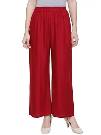 TooLook Women's Rayon Plain Casual and Regular Fit Palazzo Pants Pack of 2 [for Waist Size 26 to 32 only] (Free Size, Black & Maroon)-thumb2