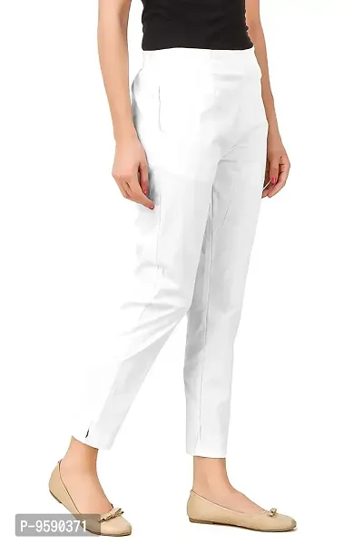 Aaru Collection Women's Office Casual Regular Fit Trouser Pants (XL, White)-thumb2