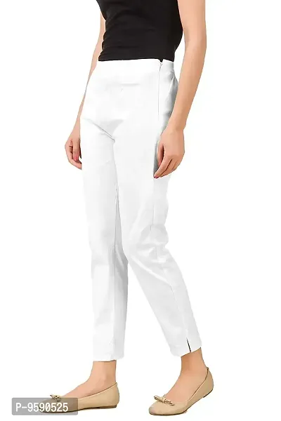 Aaru Collection Women's Office Casual Regular Fit Trouser Pants (L, White)-thumb3