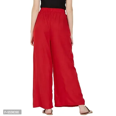 Aaru Collection Women's Rayon Palazzo Pants (Large, Red)-thumb4