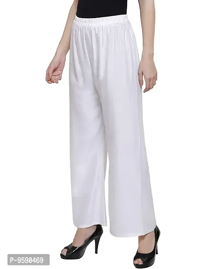 TooLook Women Free Size Straight Rayon Palazzo Pants (Pack of 1) (White)-thumb2