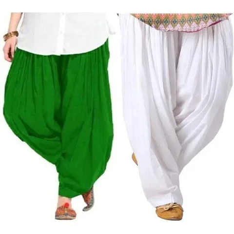 Branded Filter Products Patiala Salwar Combo Pack of 2 (Free Size, & Green)