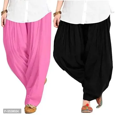 TooLook Women's Regular Fit Cotton Blend Patiala Salwar (Patiala combo 2_Pink, Black_Xl)