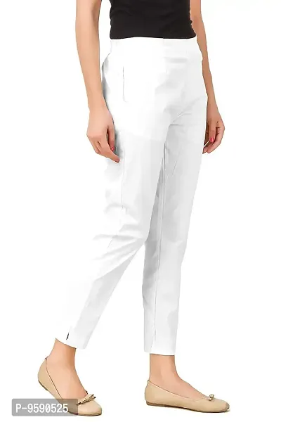 Aaru Collection Women's Office Casual Regular Fit Trouser Pants (L, White)-thumb2