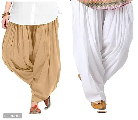 TooLook Women's Regular Fit Cotton Blend Patiala (Patiala combo 2_White, Beige_XL)