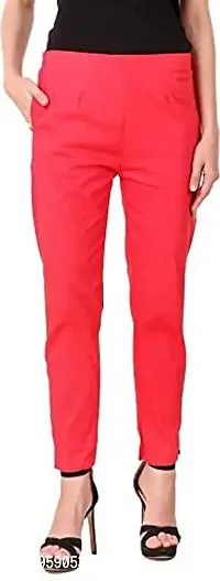 Aaru Collection Women's Office Casual Regular Fit Trouser Pants (L, Peach)