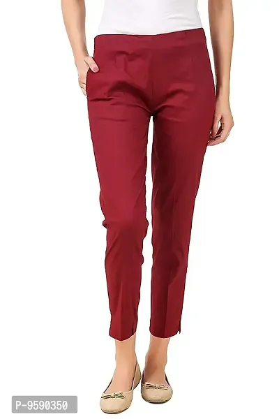 Aaru Collection Women's Office Casual Regular Fit Trouser Pants (XL, Maroon)-thumb0