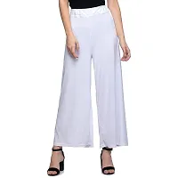 Aaru Collection Women's Soft & Stretchable Malai Lycra Free Size Palazzo Pants Trousers Combo (Pack of 3) (White, Black, Beige)-thumb4