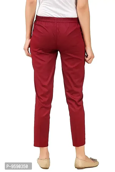 Aaru Collection Women's Office Casual Regular Fit Trouser Pants (XL, Maroon)-thumb2