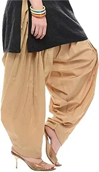 TooLook Women's Traditional Cotton Patiala Patiyala Panjabi Plain Salwar (Free Size, Pack of 1) (Beige)-thumb1