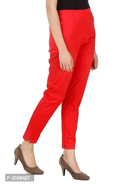 Aaru Collection Women's Office Casual Regular Fit Trouser Pants (L, Red)-thumb3