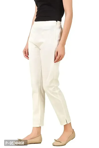 Aaru Collection Women's Office Casual Regular Fit Trouser Pants (L, Off White)-thumb3