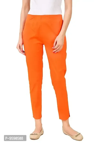 Aaru Collection Women's Office Casual Regular Fit Trouser Pants (XL, Orange)