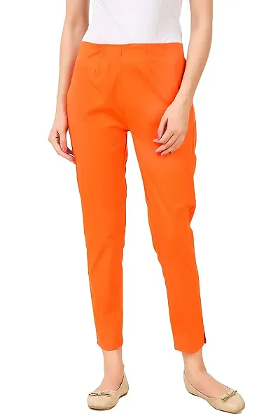 Aaru Collection Women's Office Casual Regular Fit Trouser Pants (XL, Orange)