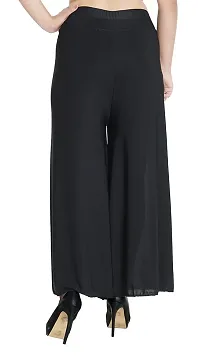 Aaru Collection Women's Soft  Stretchable Malai Lycra Free Size Palazzo Pants Trousers Combo (Pack of 3) (Free Size, Black, Pink, Beige)-thumb2