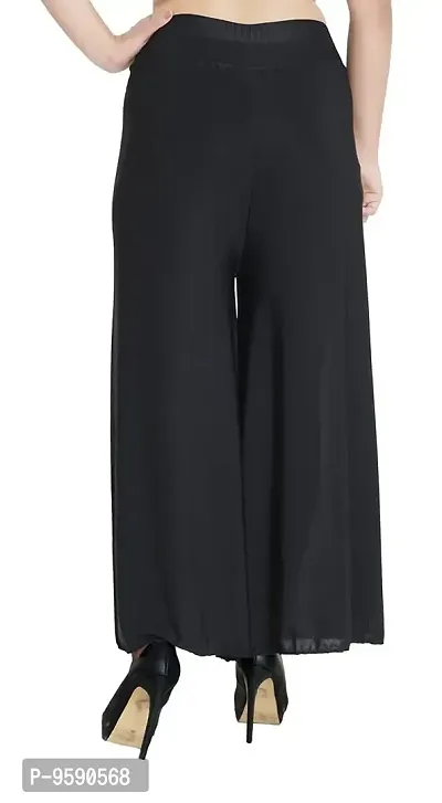 Aaru Collection Women's Soft  Stretchable Malai Lycra Free Size Palazzo Pants Trousers Combo (Pack of 3) (Free Size, Black, Pink, Beige)-thumb3