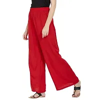 Aaru Collection Women's Rayon Palazzo Pants (Large, Red)-thumb2