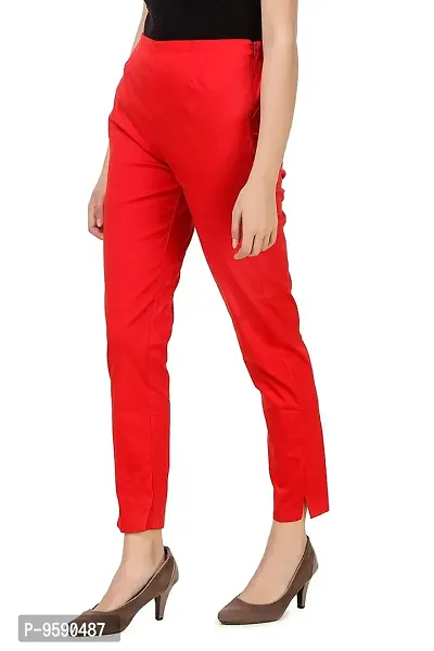 Aaru Collection Women's Office Casual Regular Fit Trouser Pants (L, Red)-thumb2