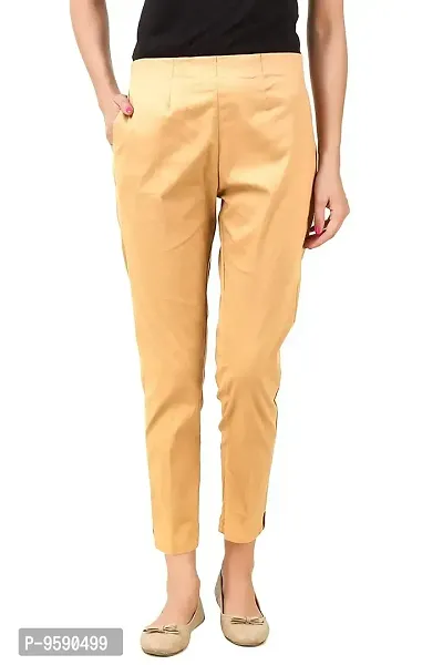 Aaru Collection Women's Office Casual Regular Fit Trouser Pants (XL, Beige)