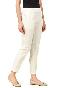 Aaru Collection Women's Office Casual Regular Fit Trouser Pants (L, Off White)-thumb1