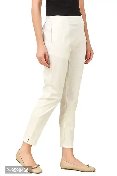 Aaru Collection Women's Office Casual Regular Fit Trouser Pants (L, Off White)-thumb2