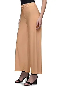 Aaru Collection Women's Soft & Stretchable Malai Lycra Free Size Palazzo Pants Trousers Combo (Pack of 3) (White, Black, Beige)-thumb3