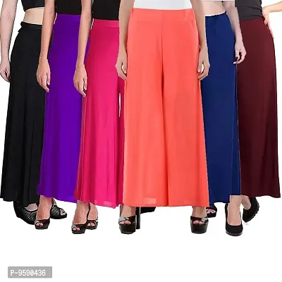 TooLook Women's Regular Fit Cotton Lycra Palazzo Pants (Palazzo-6_Black, Purple, Dark Pink, Navy Blue, Peach, Maroon_Xl)