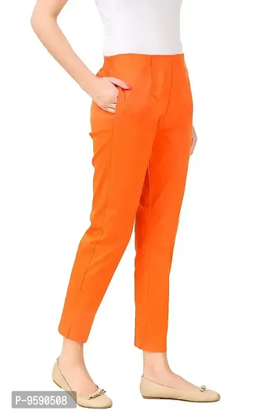 Aaru Collection Women's Office Casual Regular Fit Trouser Pants (XL, Orange)-thumb2