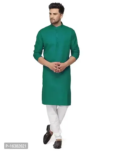 Men's Regular Kurta for Occasions || Regular Solid Plane Kurta || Cotton Long Kurta (X-Small, Castleton Green)