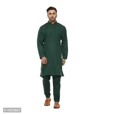 Men's Kurta,Men's Top Bottom,Ethnic Kurta,Indian Wedding Kurta,Cotton Kurta (Green) (X Small) by CHANDEL Textile-thumb0