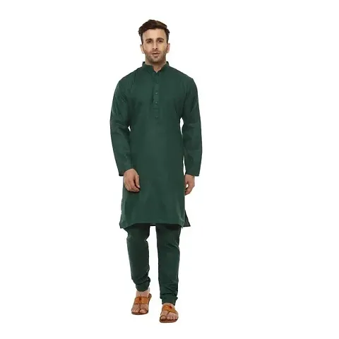 Men's Kurta,Men's Top Bottom,Ethnic Kurta,Indian Wedding Kurta,Cotton Kurta (Green) (X Small) by CHANDEL Textile