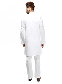 Men's Regular Kurta for Occasions || Regular Solid Plane Kurta || Cotton Long Kurta (X-Small, White)-thumb1