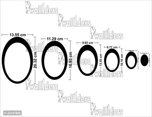 Designer 12 Oval Ring And Circle Black Acrylic Mirror Wall Stickers-thumb2