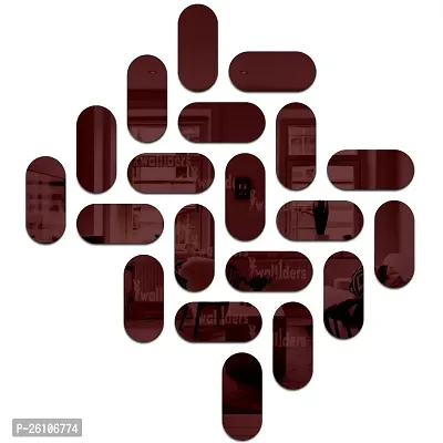 Designer Pill Shape 20 Brown Acrylic Mirror Wall Stickers