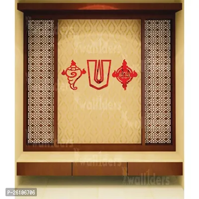 Designer Shanka Chakr Namah Red Acrylic Mirror Wall Stickers-thumb3