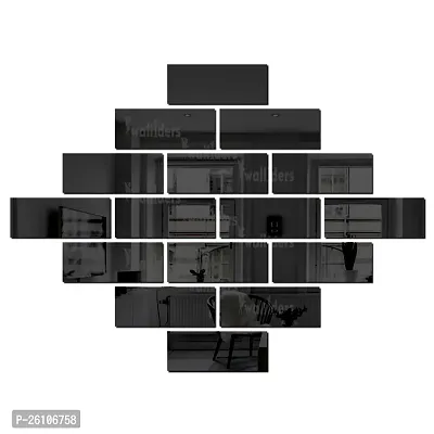 Designer Rectangle 16 Black Acrylic Mirror Wall Stickers-thumb0