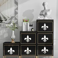 Designer Fleur De Lis Flower Silver Acrylic Mirror Wall Stickers- 16 Pieces-thumb2