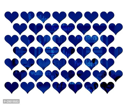 Designer 50 Heart Blue Acrylic Mirror Wall Stickers-thumb0