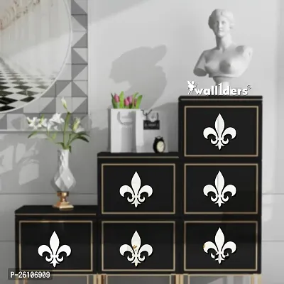 Designer Fleur De Lis Flower Golden Acrylic Mirror Wall Stickers- 28 Pieces-thumb3