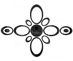 Designer 12 Oval Ring And Circle Black Acrylic Mirror Wall Stickers-thumb2