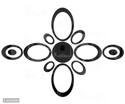 Designer 12 Oval Ring And Circle Black Acrylic Mirror Wall Stickers-thumb3